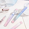 A set of pink and blue gradient measuring rulers featuring cute cat paw shaped edges on a white surface.