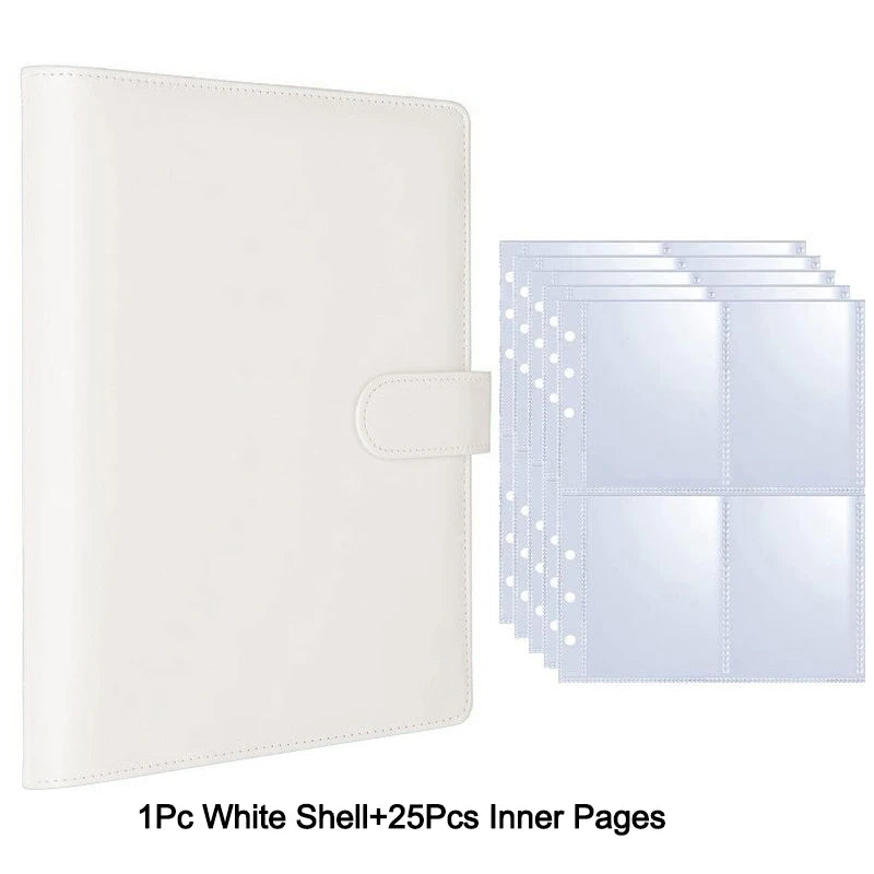 A white photo album shell with twenty-five inner pages for K-Pop collectibles