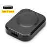 A black magnetic wireless charger with a Type C input port is shown on a white background.