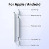 A set of three magnetic stylus pens showing different tips and a plastic pen body for Apple and Android devices.