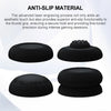 Three black silicone anti-slip thumb grips shown in different views