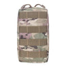 A tan and green camouflage tactical MOLLE utility pouch for multi-purpose gear.