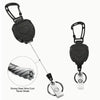 Black tactical ID badge holder keychain with a strong steel wire cord for never break security