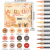 A set of 12 acrylic skin tone color markers with various shades like Wheat, Flesh, Coral, and Tawny.