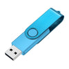 Blasser USB-Stick aus Metall mit rotierender Mechanik und Anschluss.