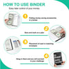 A four-step guide showing how to use a binder for a 100-Day Savings Challenge.