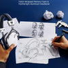 A hand is assembling a fabric-wrapped memory foam and featherlight aluminum headband for a Nuwo headset.