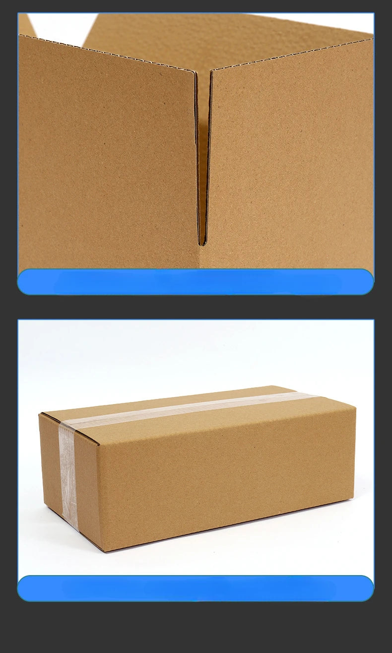 A brown kraft cardboard shipping box shown from the top view and a side view.