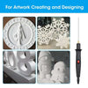 A set of white electric cutting pens used for creating snowflake and other designs from styrofoam.