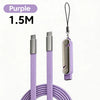 Purple 1.5M fast charging USB-C to USB-C adapter and phone stand with a coiled cable.