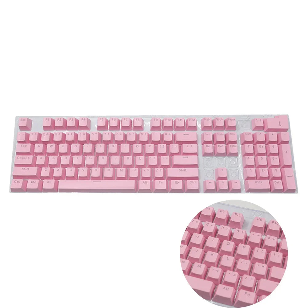 A set of pink mechanical keyboard keycaps for a 104-key backlit ABS keyboard.