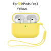 Yellow soft silicone protective case with keychain for AirPods Pro 3 earbuds