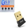 Adaptador USB beige etiquetado V5.3 para conectividad Bluetooth 5.3.