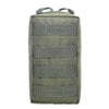 Olive green tactical MOLLE utility pouch with multiple webbing straps