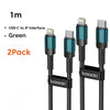 A pack of two black USB-C to IP interface charging cables with green connectors.