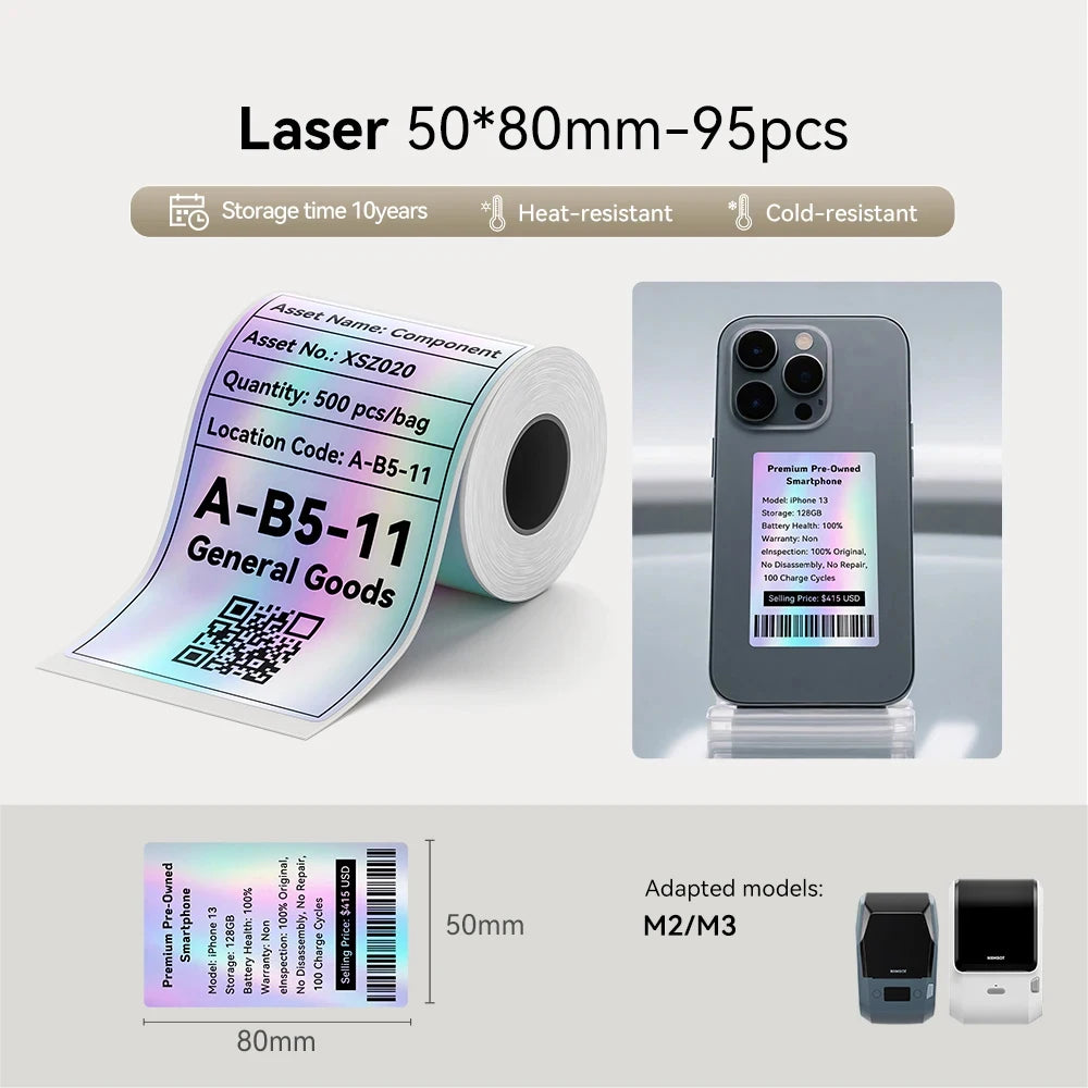 Roll of laser thermal transfer stickers labeled A-B5-11 for labels and organization