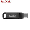 Black SanDisk Ultra Dual Drive flash drive with USB Type-C and Type-A connectors.