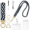 A set of stylish stretchy breakaway ID badge lanyards featuring a retractable reel and various accessories.