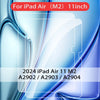 Tempered glass screen protector for a 2024 iPad Air M2 with 11-inch display.