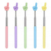 A set of five stainless steel telescopic teaching pointers in pink, purple, green, blue, and yellow.