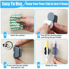 A four-step guide showing how to use a silicone self-adhesive pen holder for keeping pens tidy.