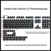 A layout of Carbon Fiber Texture 2.0 themed keycaps showing various R4 through R1 keycap profiles.