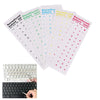 A set of transparent Russian keyboard stickers for laptops and desktops showing various Cyrillic characters.