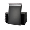 A stack of 50 black bubble mailers for secure shipping.