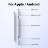 A white magnetic stylus pen shown with various tips and a metal body for Apple and Android devices.