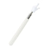 A white telescopic stainless steel teaching pointer with a white tip.