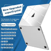 A silver, upgraded superCrystal hard shell case for MacBook Pro, shown in an open angle.