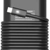 Adaptador de corriente USB Tipo-C negro para portátil con cable enrollado y enchufe adaptador.