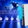 A white fan for PlayStation 5 discs and digital editions, highlighting features like efficient cooling and LED light.
