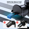 A close-up view of a black magnetic car phone mount designed to grasp an air vent tightly.