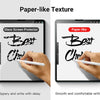 A hand writes on an iPad with a paper-like texture screen protector, demonstrating smooth and comfortable writing.