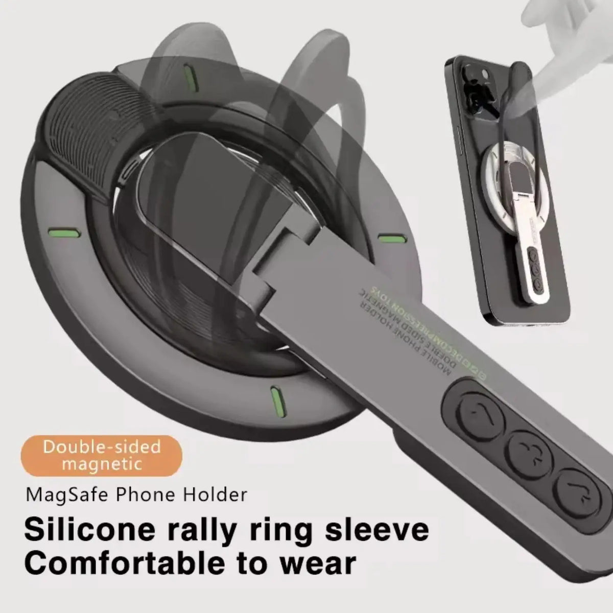 Manchon de téléphone magnétique double face en silicone gris, confortable à porter
