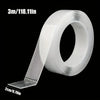 Roll of 3m/118.11in heavy duty double-sided transparent mounting tape shown from the side.