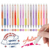 A row of assorted colored retractable erasable gel pens is displayed with a rainbow and Happy Children's Day graphic.