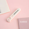 A white portable pet claw tool knife with a pink heart detail is shown on a light pink background.