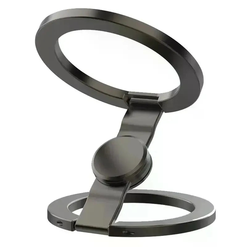 A dual magnetic phone stand and fidget spinner with a dark gray finish.