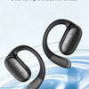 A pair of black True Wireless Bluetooth earphones floating above a blue liquid surface.