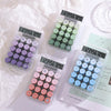 A set of purple and blue buttons for a Dopamine Gradient Calculator displayed in clear plastic packaging.