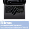 Open laptop showing a keyboard with an EU layout and silicone keyboard cover