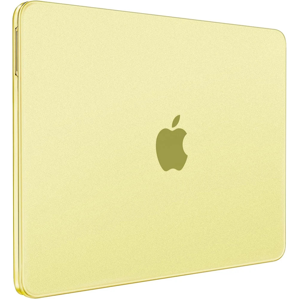 A light yellow matte hard shell case for a MacBook Neo 13-inch laptop.
