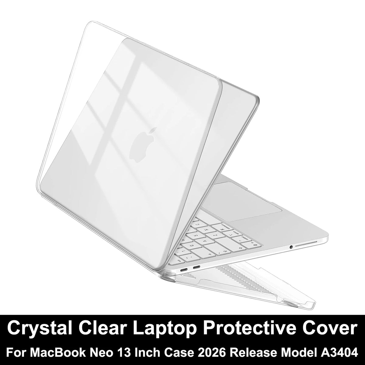 Crystal clear protective cover for a MacBook Neo 13 inch laptop.