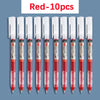 A set of ten red gel pens packaged for writing and art.