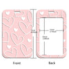 Front and back views of a minimalist pink heart-shaped lanyard for badges and keys