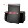 A stack of black bubble mailers, measuring 13x18cm, with a dimension marker showing 4cm.