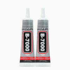 Botella de pegamento de joyería sorpresa B-7000 con tapa blanca y etiqueta negra.