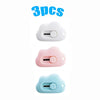 A set of three multi-color rabbit cloud utility knives in white, pink, and light blue.
